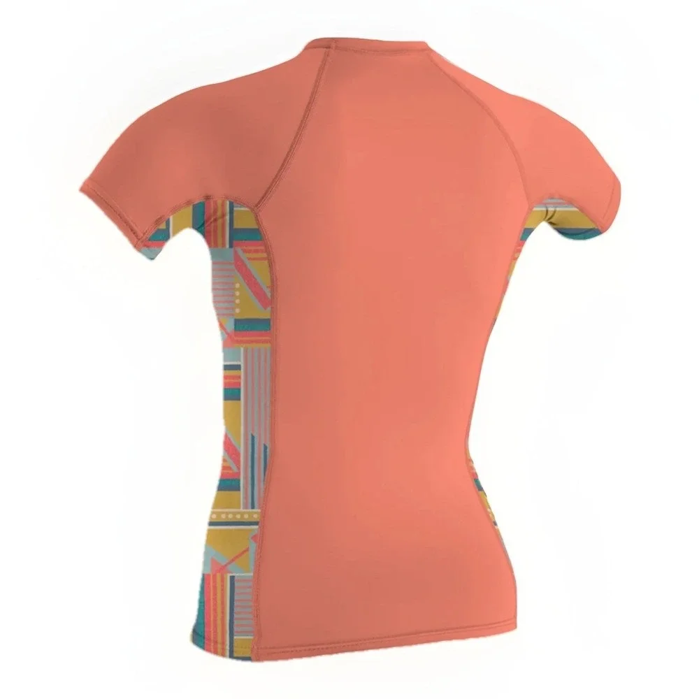 O'NEILL Womens Arta Geo Rash Guard‎ S/S Swim Shirt Multicolor Large L NWT New